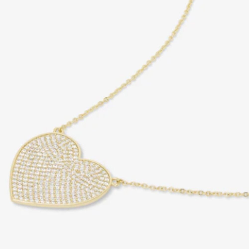 NWT Melinda Maria XL You Have My Whole Heart Pavé Necklace Gold - Picture 3 of 4